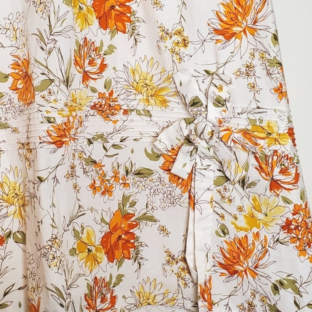 Springtime Song Orange, Green, Yellow and White Floral Print Halter Dress - Picture 12 of 16